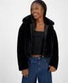Madden Girl Juniors' Faux-fur Cropped Jacket In Black