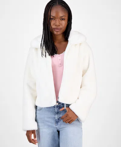 Madden Girl Juniors' Faux-fur Cropped Jacket In White