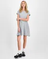 Madden Girl Juniors' Fit & Flare Knit Mini Dress In Gray