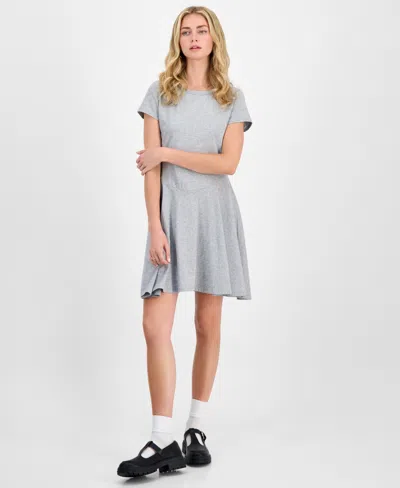 Madden Girl Juniors' Fit & Flare Knit Mini Dress In Gray