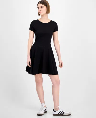 Madden Girl Juniors' Fit & Flare Knit Mini Dress In Black