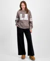 Madden Girl Juniors La Patch Leopard Print Sweatshirt Fleece Wide Leg Sweatpants In Multi