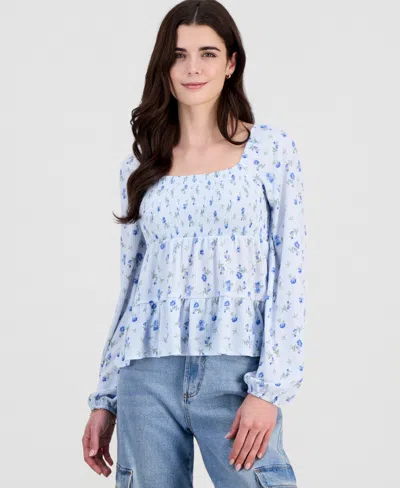 Madden Girl Juniors' Floral Tiered Babydoll Top In Multi