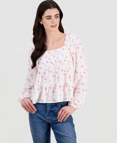 Madden Girl Juniors' Floral Tiered Babydoll Top In Multi