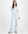 Madden Girl Juniors' Hacci-knit Wide-leg Sweatpants In Blue