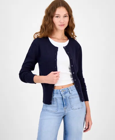 Madden Girl Juniors' High-rib Button-front Lady Cardigan In Multi