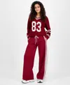 Madden Girl Juniors' High-rise Athletic Fleece Pants In Red