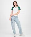 Madden Girl Juniors' High-rise Cargo Skater Jeans In Blue