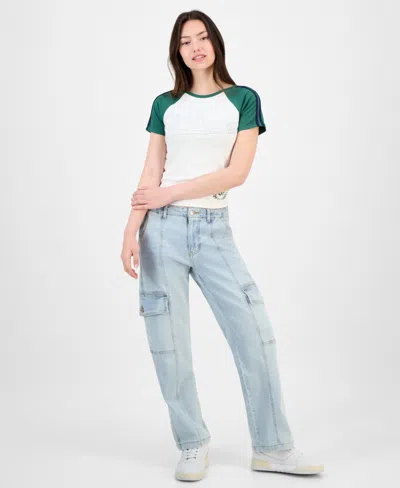 Madden Girl Juniors' High-rise Cargo Skater Jeans In Blue