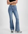 Madden Girl Juniors' High-rise Front Seam Flare-leg Jeans In Medium Wash