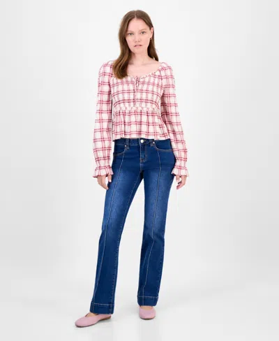 Madden Girl Juniors' Mid-rise Pintuck Bootcut Jeans In Blue