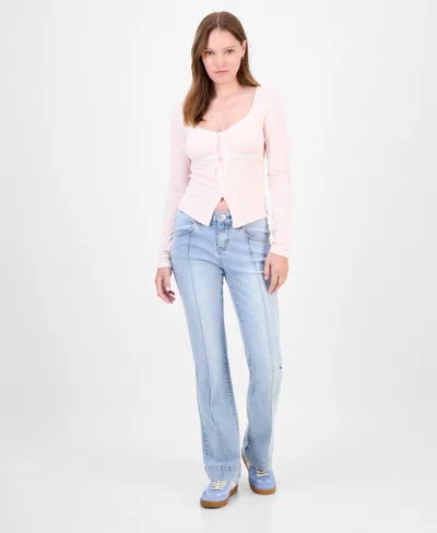 Madden Girl Juniors' Mid-rise Pintuck Bootcut Jeans In Blue