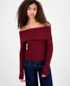 Madden Girl Juniors' Off-the-shoulder Rib-knit Sweater In Multi