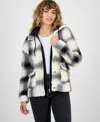 Madden Girl Juniors' Plaid Long-sleeve Sherpa Jacket In Multi