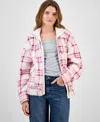 Madden Girl Juniors' Plaid Long-sleeve Sherpa Jacket In Multi