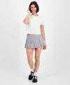 Madden Girl Juniors' Plaid Pleated Mini Skort In Neutral