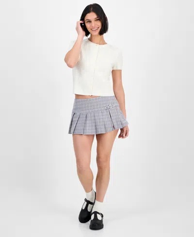 Madden Girl Juniors' Plaid Pleated Mini Skort In Neutral