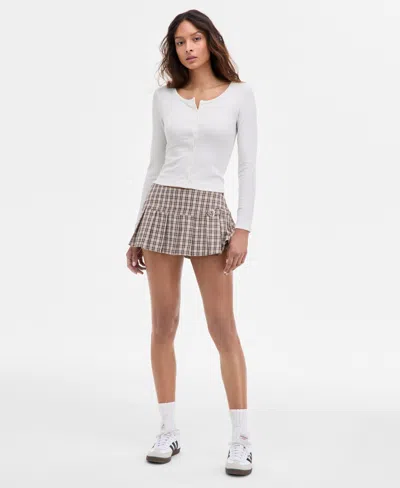 Madden Girl Juniors' Plaid Pleated Mini Skort In Multi