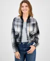 Madden Girl Juniors' Plaid-print Bomber Jacket In Black