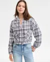 Madden Girl Juniors' Plaid-print Bomber Jacket In Black