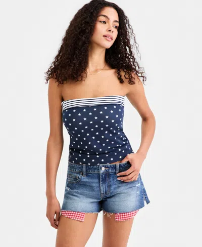 Madden Girl Juniors' Reversible Printed Tube Top In Blue