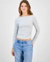 Madden Girl Juniors' Rhinestone-embellished Knit Top In Gray