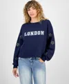 Madden Girl Juniors' Rhinestone-embellished Sweatshirt In Blue
