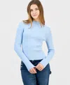 Madden Girl Juniors' Rhinestone Mock-neck Sweater In Blue