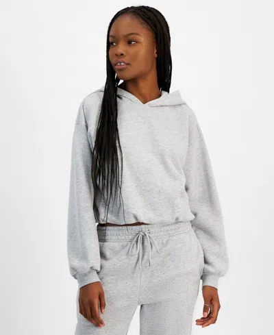 Madden Girl Juniors' Rhinestone Pullover Hoodie In Lt Grey He