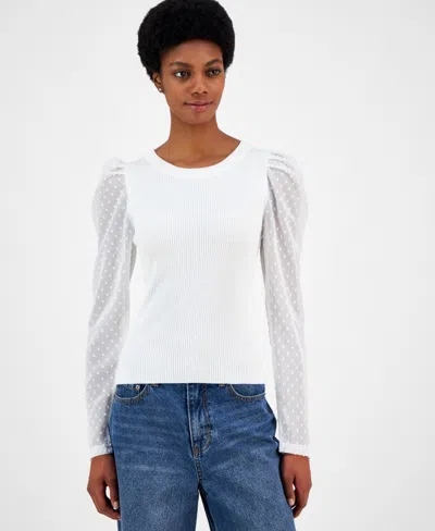 Madden Girl Juniors' Ribbed Clip-dot Sleeve Sweater