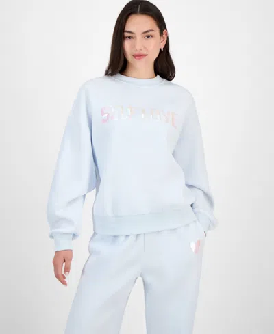 Madden Girl Juniors' Sequin Self Love Sweatshirt In Blue