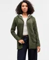 Madden Girl Juniors' Sherpa-lined Cable-knit Open Cardigan In Green