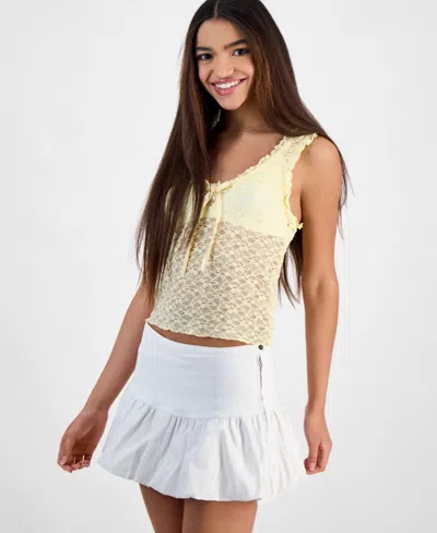 Madden Girl Juniors' Sleeveless Lace Tank Top In Double Cream