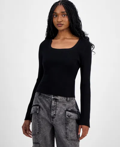 Madden Girl Juniors' Square-neck Sweater In Black