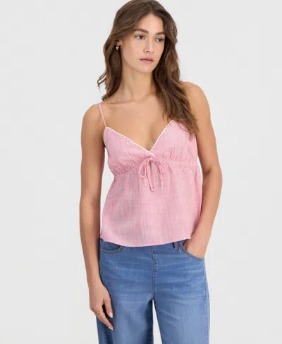 Madden Girl Juniors' Striped Cotton Sleeveless Top In Pink