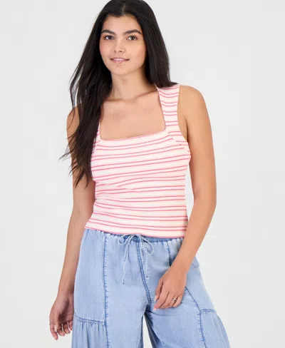 Madden Girl Juniors' Striped Ribbed Knit Sleeveless Top In Multi