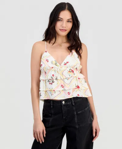 Madden Girl Juniors' Striped Ruffled Sleeveless Top In Multi