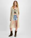Madden Girl Juniors' Tie-front Duster Cardigan In Beached Sand