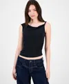 Madden Girl Juniors' Twisted-strap Asymmetrical Top In Black