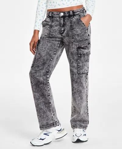 Madden Girl Juniors' Wide-leg Cargo Skater Jeans