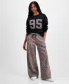 Madden Girl Juniors Varsity Sweatshirt Leopard Print Pants In Blue