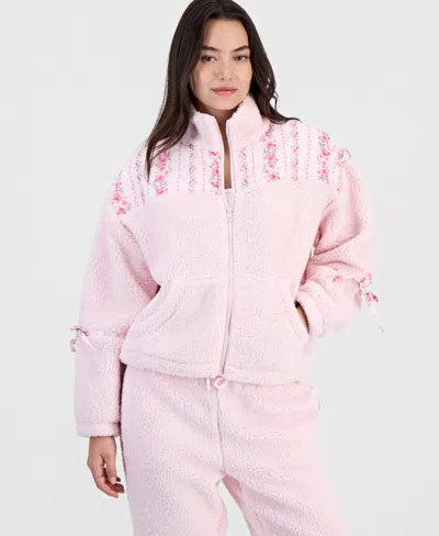 Madden Girl Juniors' Zip-up Sherpa Jacket In Pink