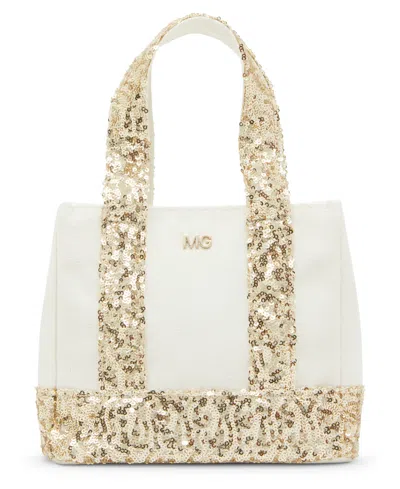 Madden Girl Kenzie Canvas Mini Tote With Sequins In White