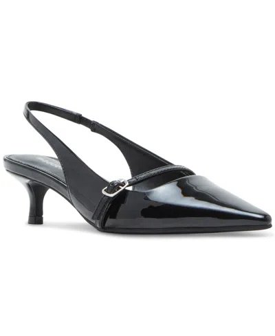 Madden Girl Krystall Slingback Kitten-heel Pumps In Black Patent