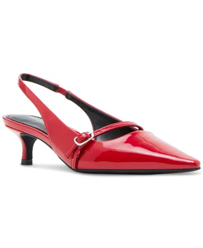 Madden Girl Krystall Slingback Kitten-heel Pumps In Red Patent