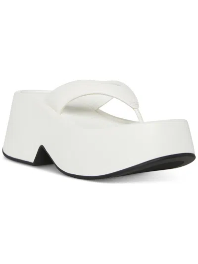 Madden Girl L14498568 Womens Faux Leather Thong Platform Sandals In White
