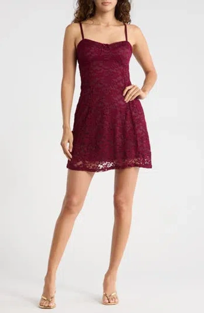Madden Girl Lace Fit & Flare Dress In Burgundy