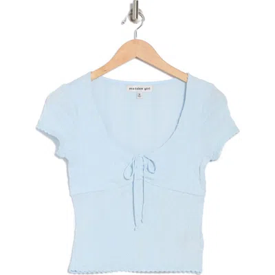 Madden Girl Lace Trim Top In Blue