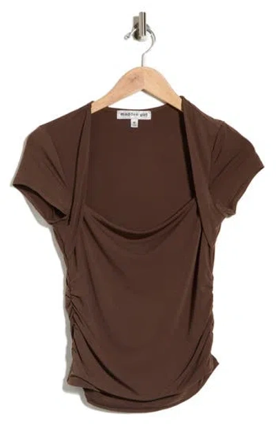 Madden Girl Layered Ruched Top In Brown