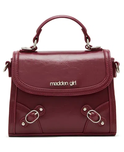 Madden Girl Lilithc Crinkle Top Handle Satchel Bag In Burgundy